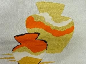 アンティーク　綴れ壺に霞模様織出し名古屋帯